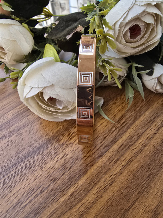 Stainless Steel Rosegold Bracelet with Square Design