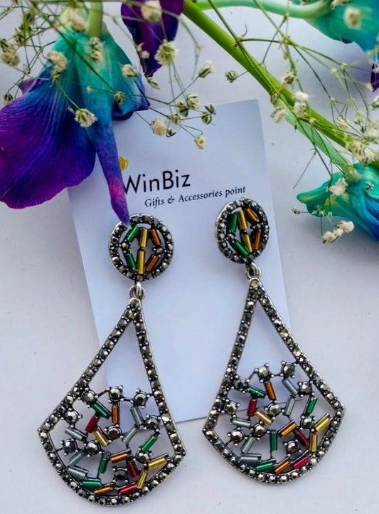 Crystal Drop Multicolored Earrings