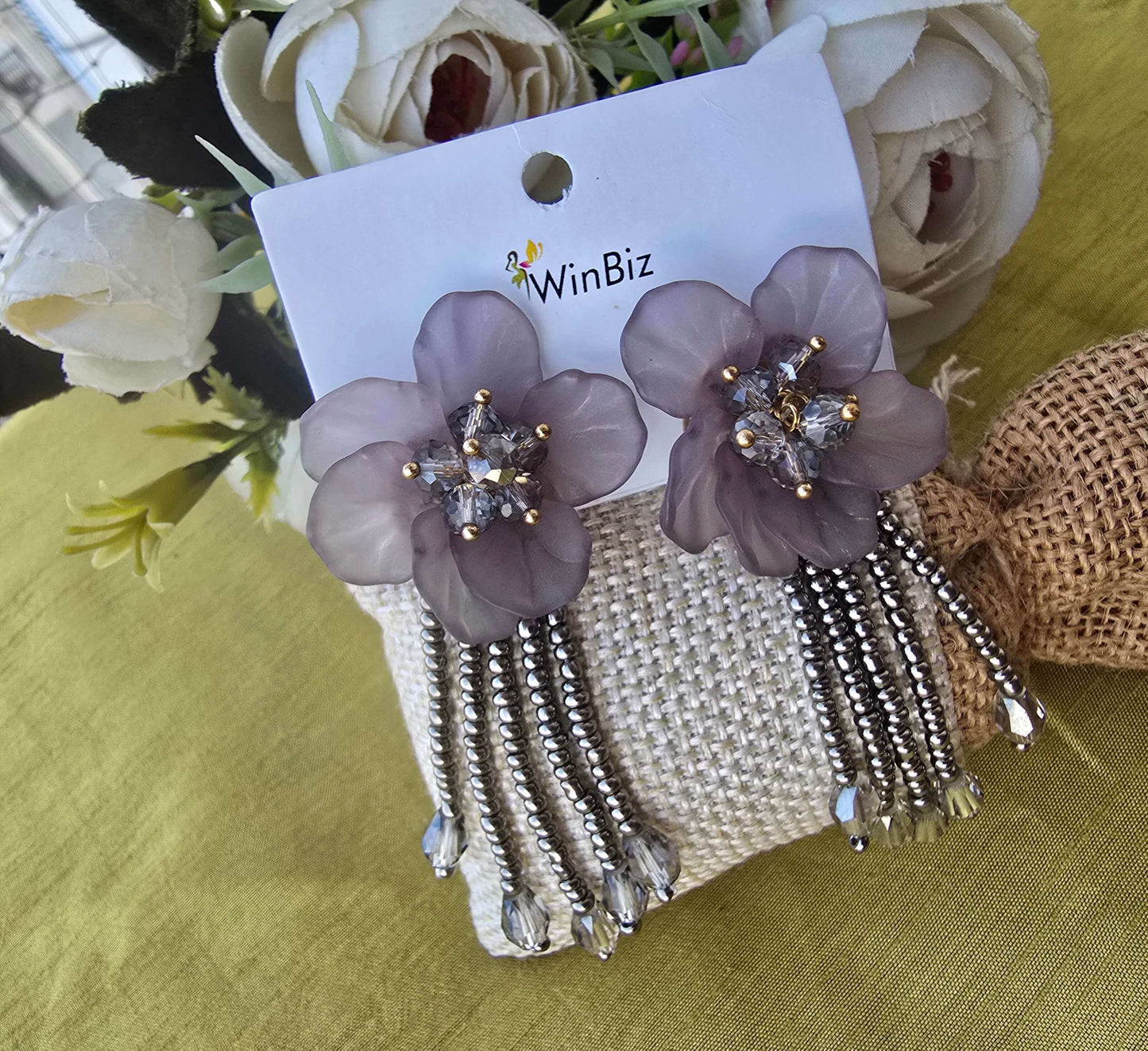 Beautiful beaded Flower Earrings