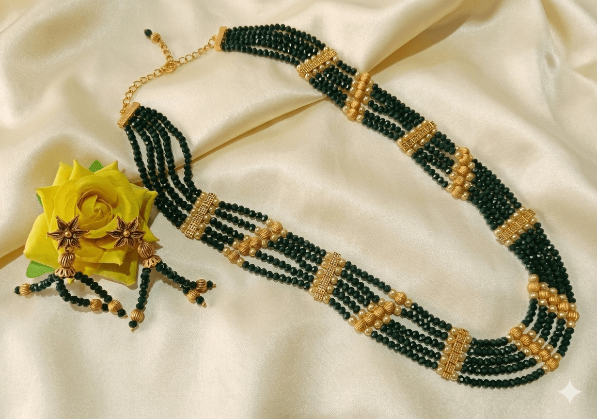 Emerald Green Beaded Set
