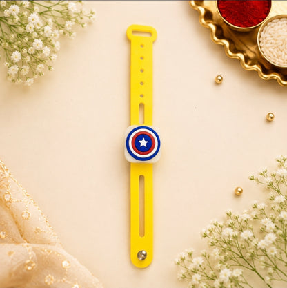 Captain America LED Silicone Bracelet Rakhi for Kids | Superhero Light-Up Rakhi