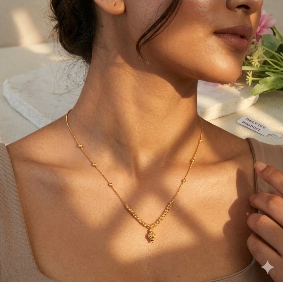 Golden Jhumki Charm Anti-Tarnish Daily Wear Chain