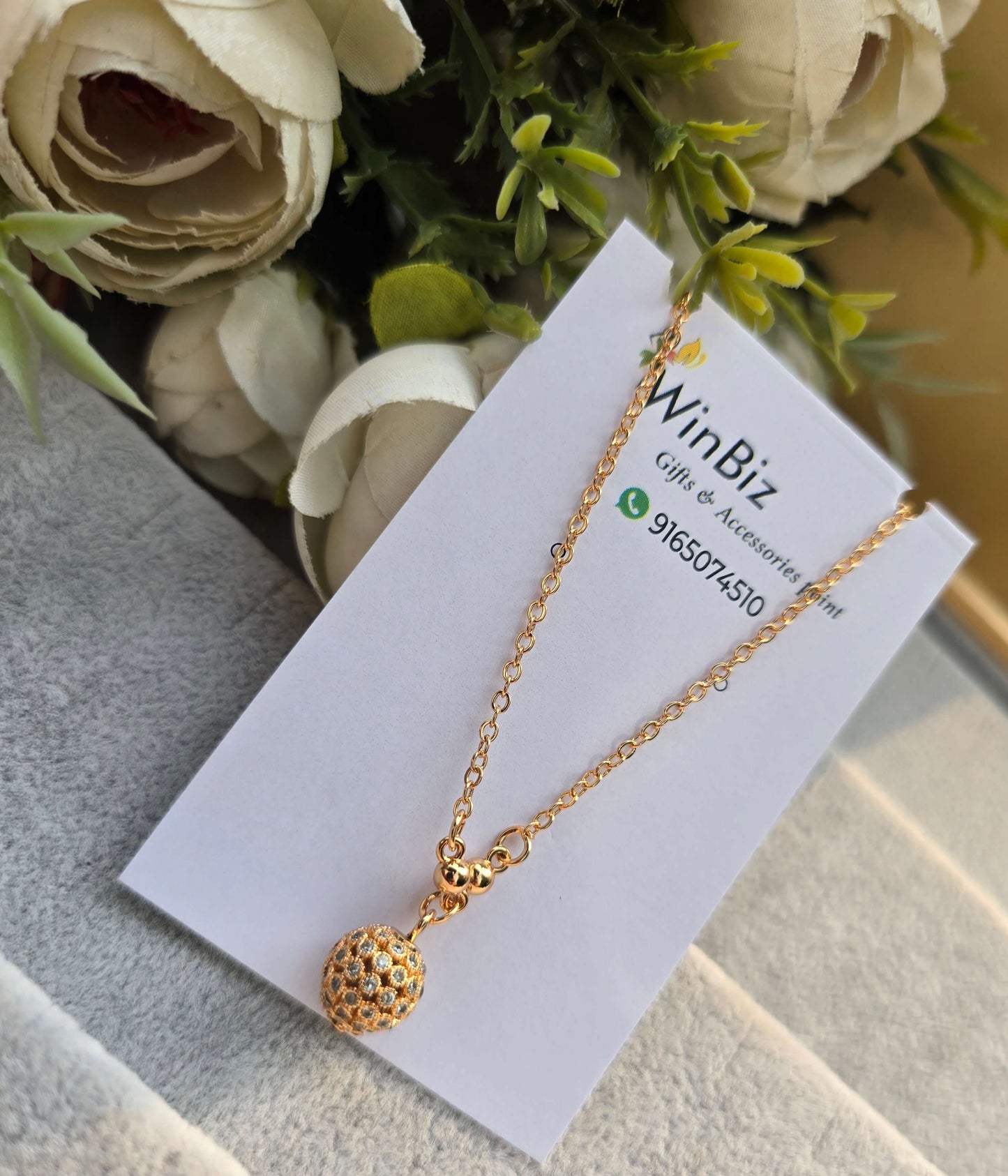 Golden Chain with Stone Studded Charm
