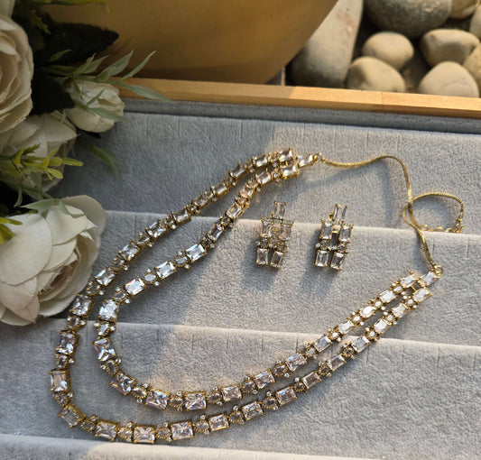 Two Layer Rhinestones Set in Antique Polish