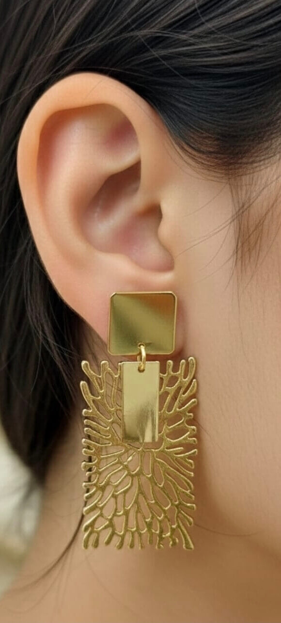 Golden Coral Design Earrings