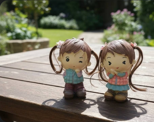 Cute Twin Girl Figurines for Home Décor | Adorable Resin Showpiece Gift