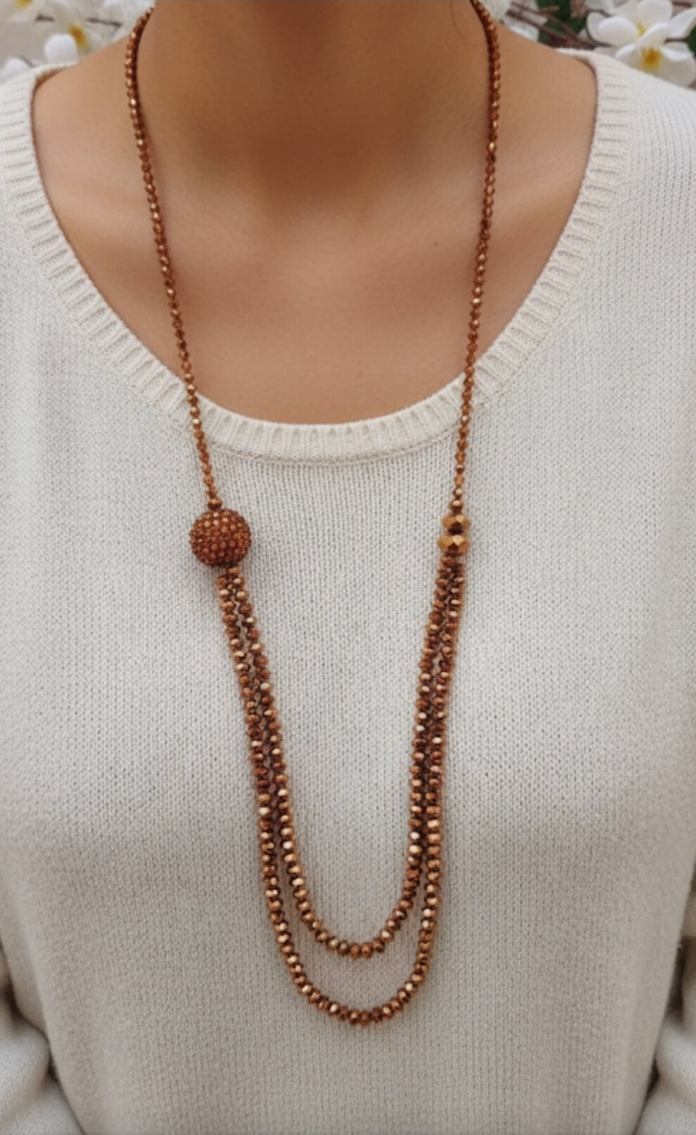 Shimmery Crystal Beaded Long Necklace