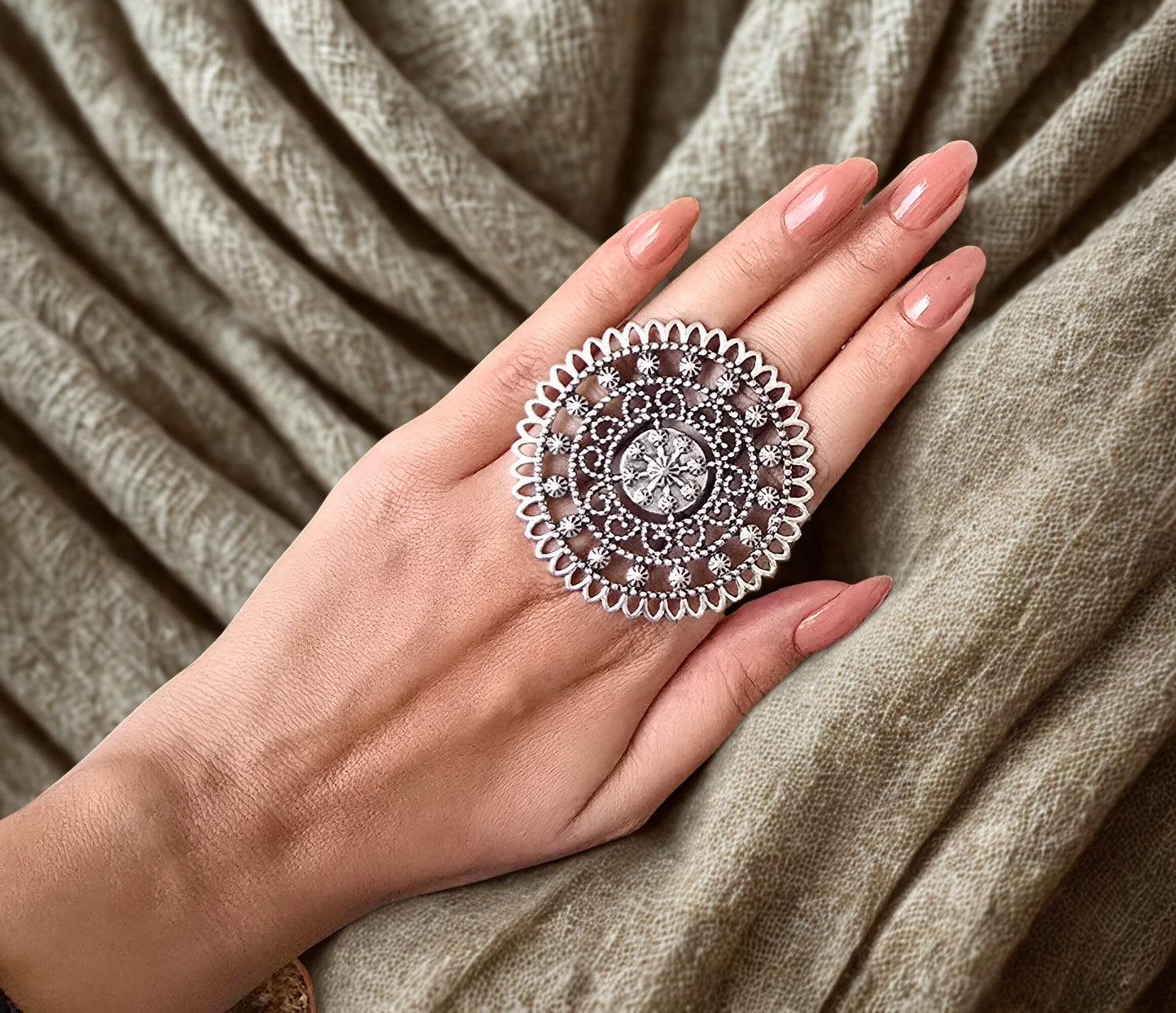 Oxidised Adjustable Finger Ring