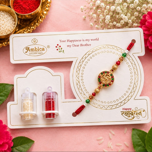 Designer Om Rakhi with Roli Chawal | Premium Om Symbol Raksha Bandhan Rakhi