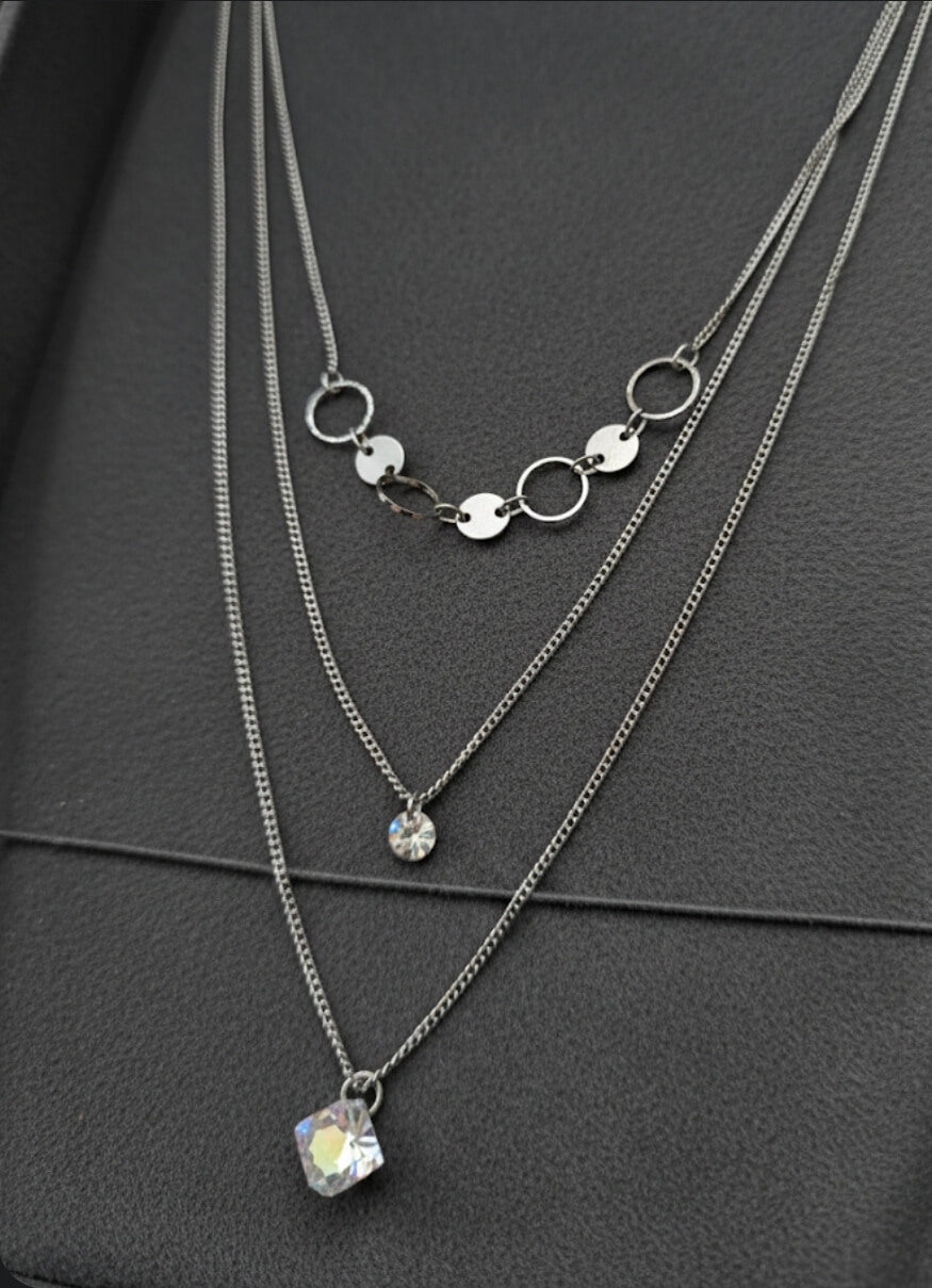 Triple Layered Neckpiece with Crystal