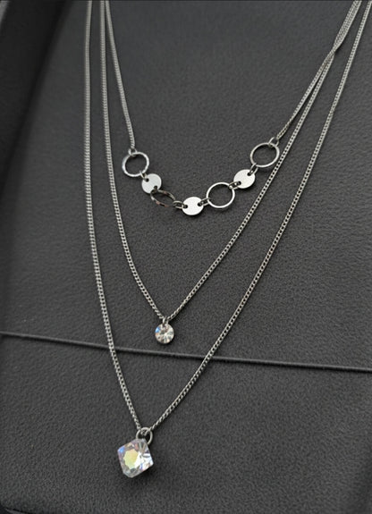 Triple Layered Neckpiece with Crystal