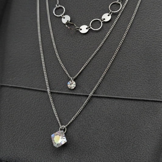 Triple Layered Neckpiece with Crystal