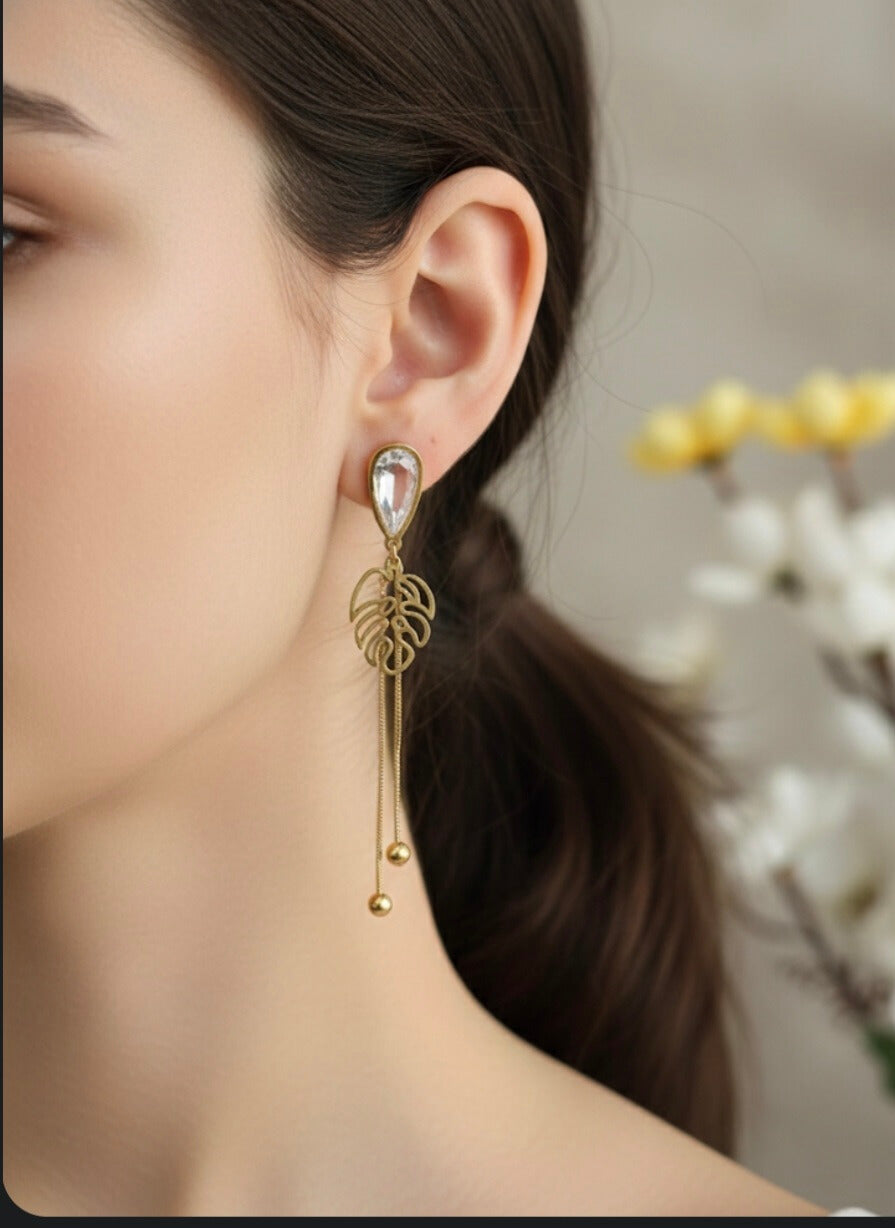 Antitarnish Leaf Drop Earrings