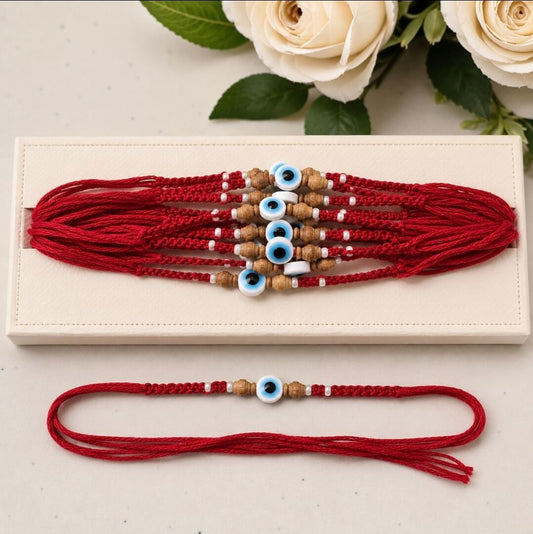 Evil Eye Mauli Rakhi with Fragrant Chandan Beads | Designer Rakhi for Brother | Raksha Bandhan Rakhi