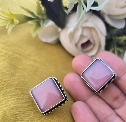 Square Opal Studs