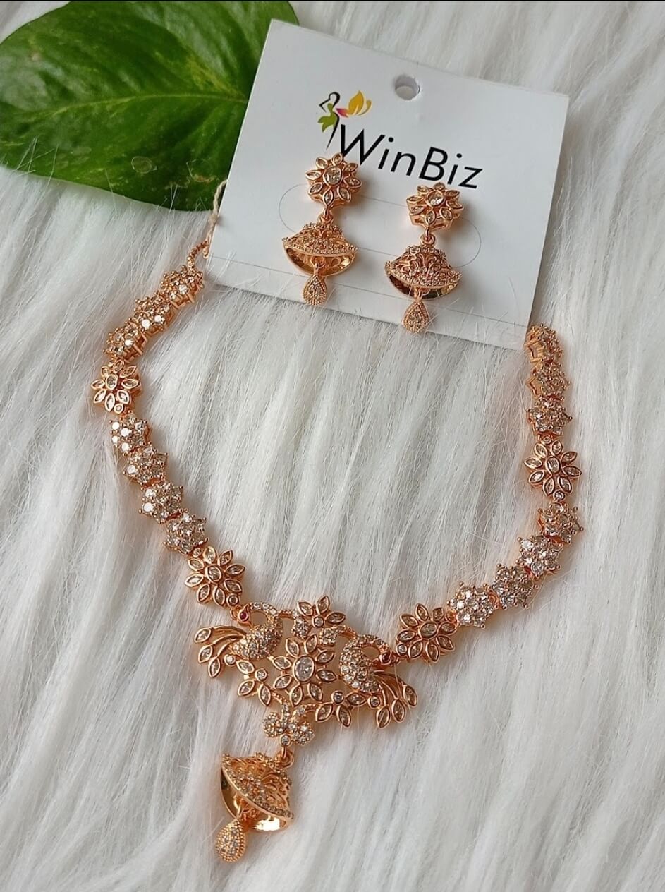 Rosegold  AD Floral Set
