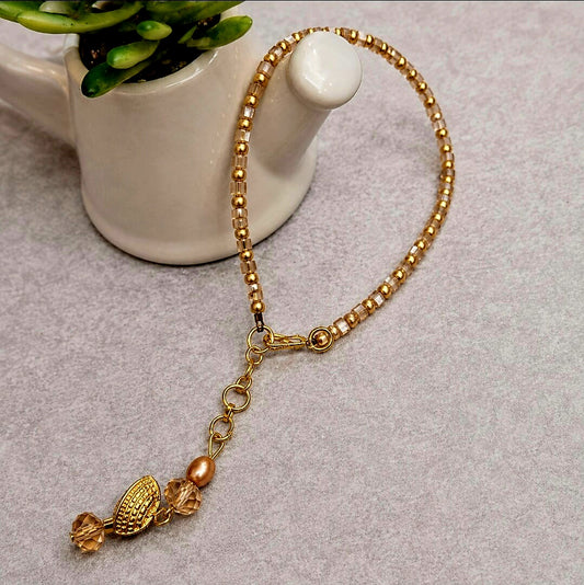 Crystal Beaded Bracelet Rakhi for Bhabhi | Gold Tone Adjustable Bracelet | Premium Raksha Bandhan Bracelet
