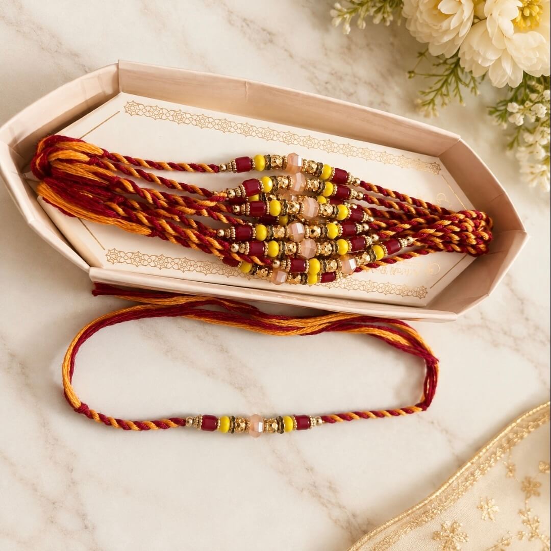 Set of 2 Designer Beaded Rakhi for Brother – Handmade Traditional Rakhi Pair