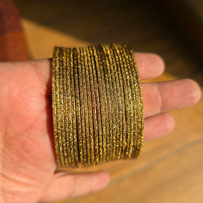 24-Piece Gold Oxidised Bangle Set for Women | Textured Stackable Bangles | Traditional Ethnic & Festive Wear