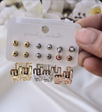 Hoops & Studs Set in three tones