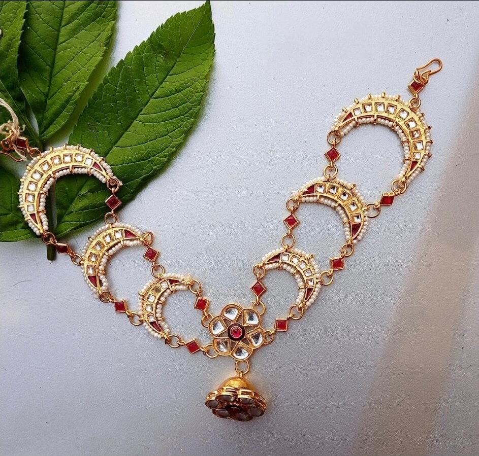 Kundan Maatha Patti with Borla for Women | Traditional Rajasthani Bridal Headpiece | Wedding & Festive Hair Jewelry