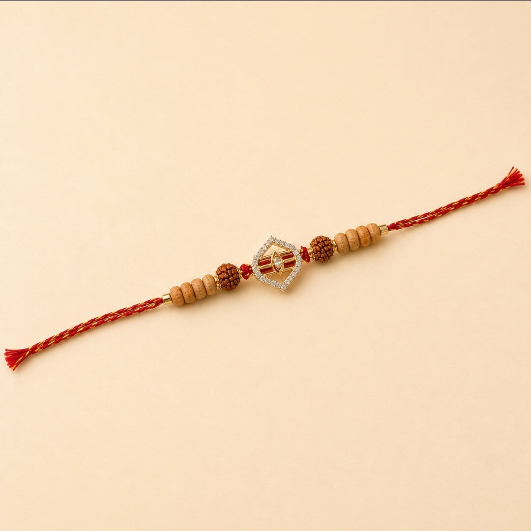Rudraksha AD Rakhi for Brother | Elegant Raksha Bandhan Rakhi