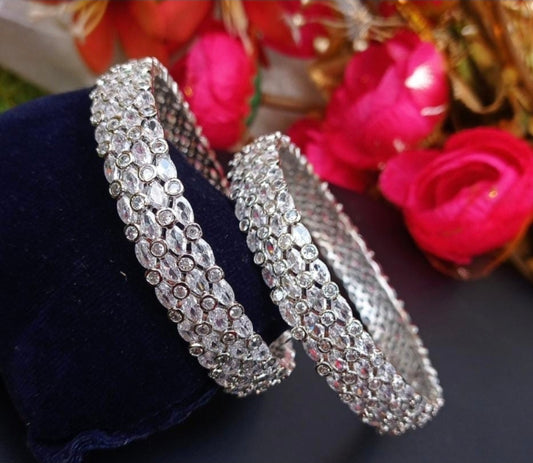Silver Plated Marquise Stone Bangle Set