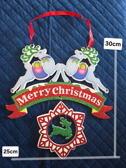 Merry Christmas Reindeer Wall Hanging Decoration