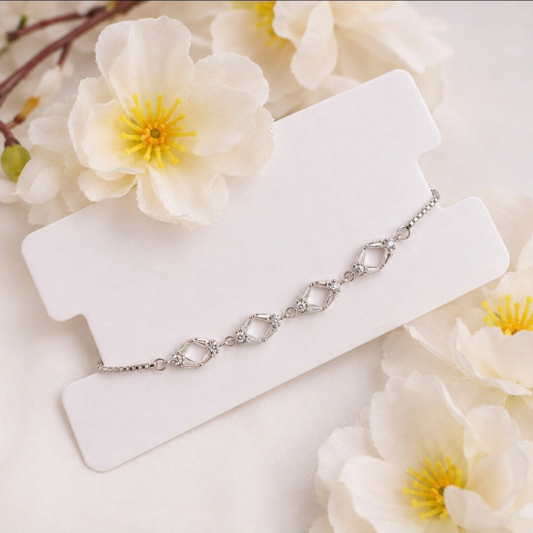 Elegant Silver Bracelet for Women | Crystal Link Bracelet