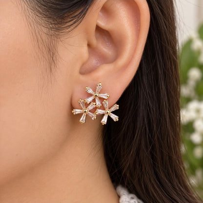 Floral Crystal Stud Earrings | Elegant Statement Earrings