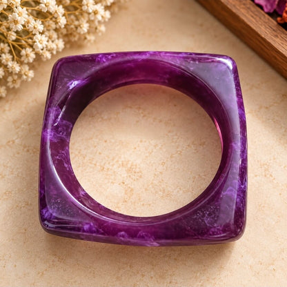 Glossy Purple Marbled Acrylic Bangle for Women(Size 2.8)