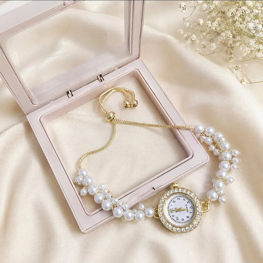 Pearl Beaded Bracelet Watch – Elegant Women’s Fashion Watch
