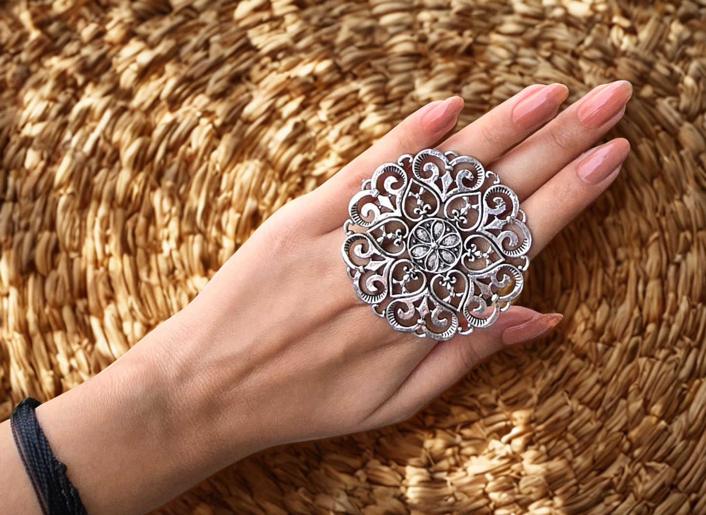 Oxidised Adjustable Finger Ring