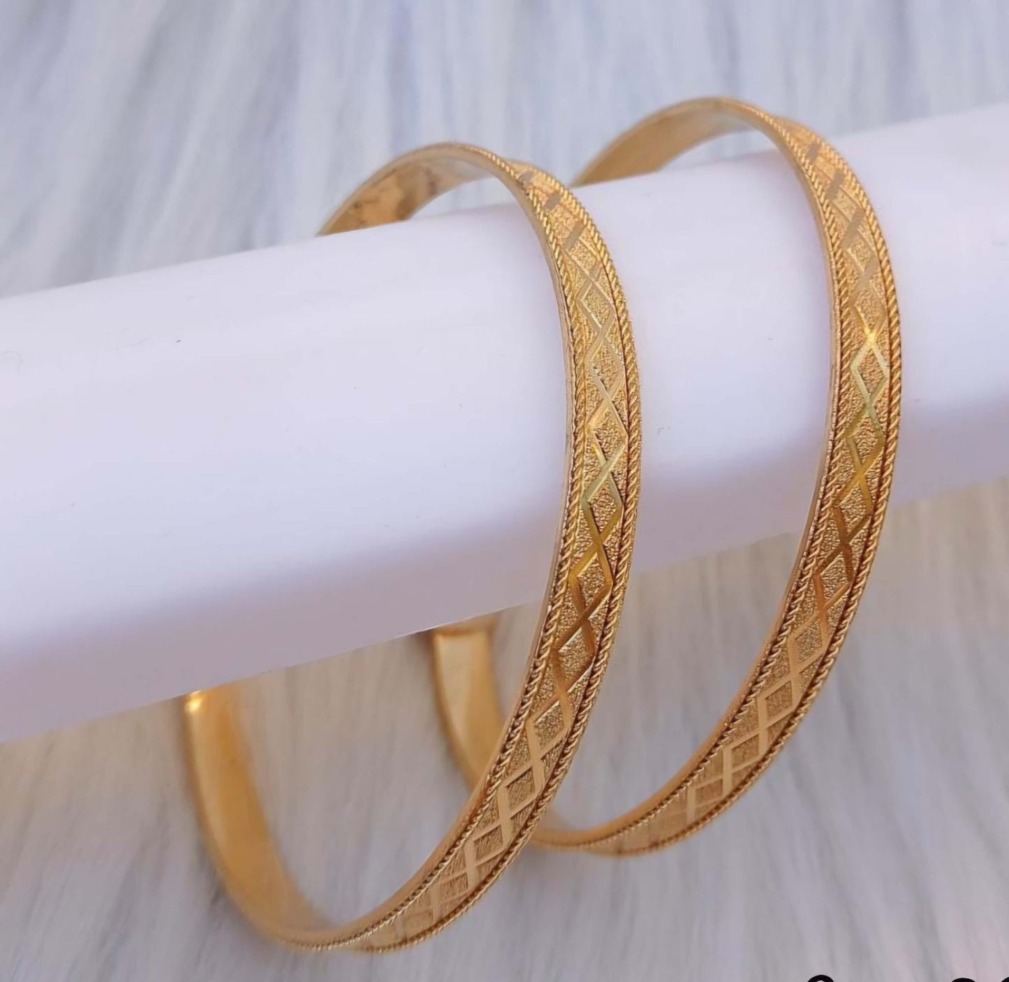 Matte Finish Gold-Tone Textured Bangles for Women | Slim Designer Daily Wear Bangles | Traditional & Ethnic Wear