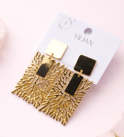 Golden Coral Design Earrings