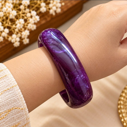 Glossy Purple Marbled Acrylic Bangle for Women(Size 2.8)