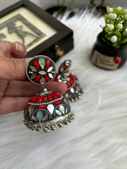 Big Jhumkas with Mirror Work
