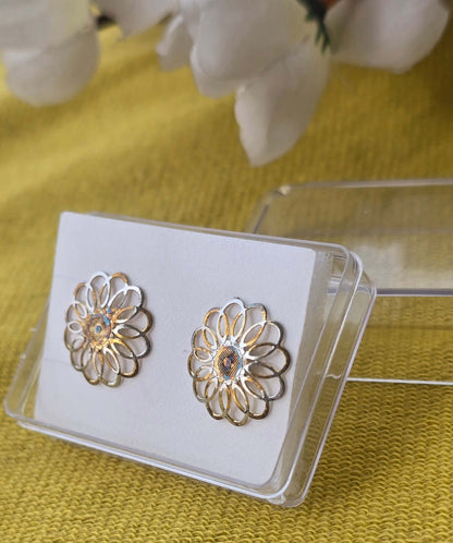 Dual Tone Floral Earrings
