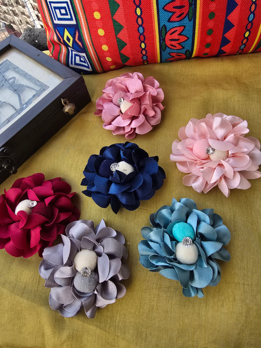 Satin Flower Clips