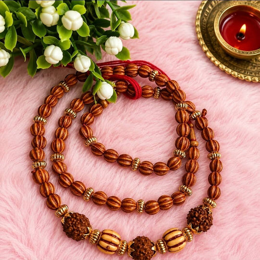 3 Layer Rudraksha Beads Rakhi for Brother | Traditional Wooden Beads Rakhi