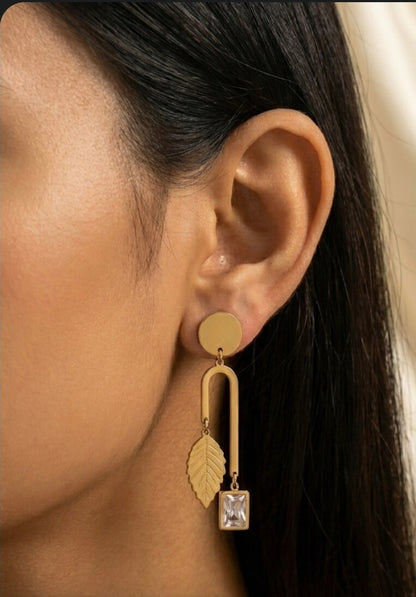 Antitarnish Feather Drop Earrings