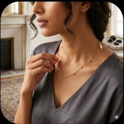 Celestial Gold Bead Anti-Tarnish Chain for Women | Daily Wear Necklace